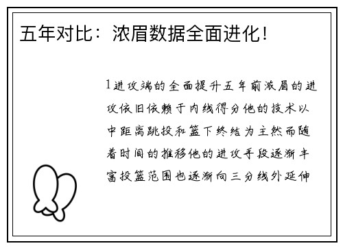 五年对比：浓眉数据全面进化！