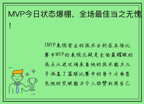 MVP今日状态爆棚，全场最佳当之无愧！