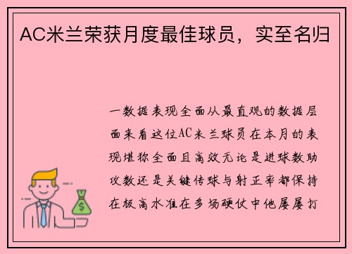 AC米兰荣获月度最佳球员，实至名归